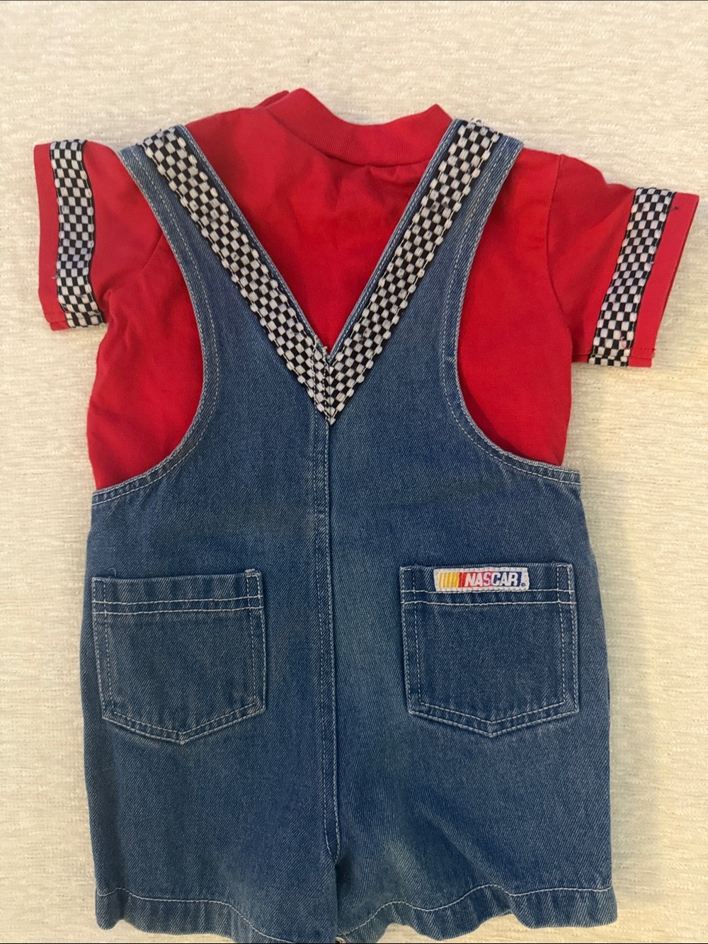 Vintage Chase Authentics NASCAR Goodwrench Denim Overalls with Red Tee - Kids - Picture 2 of 2